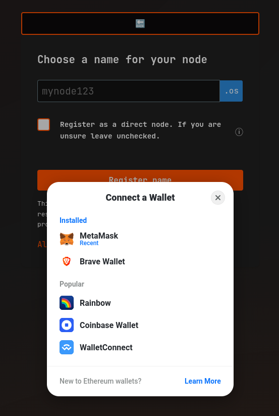 Register connect wallet